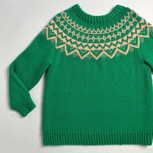 Vintage 80s 90s Green Hand-Knit Sweater
